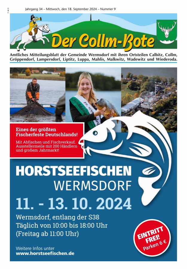 Collm-Bote – Amtliches Mitteilungsblatt der Gemeinde Wermsdorf mit ihren Ortsteilen Titelblatt 09/2024