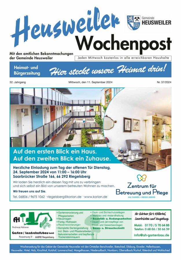 Heusweiler Wochenpost Titelblatt 37/2024