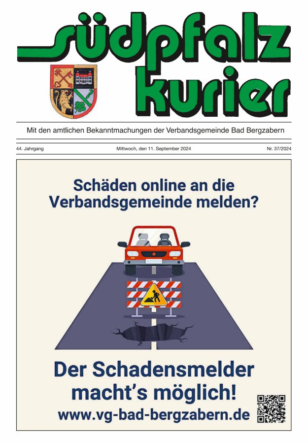 Südpfalz Kurier - VG Bad Bergzabern Titelblatt 37/2024