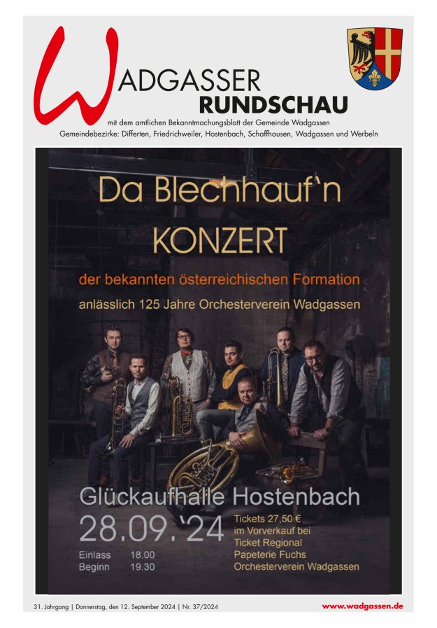 Wadgasser Rundschau Titelblatt 37/2024