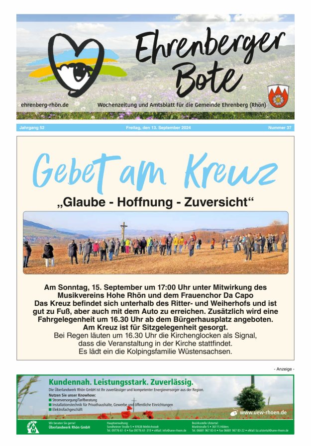 Ehrenberger Bote Titelblatt 37/2024