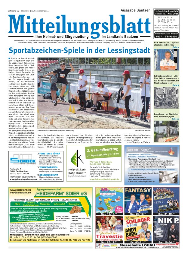 Mitteilungsblatt LK Bautzen Ausgabe Bautzen Titelblatt 36/2024