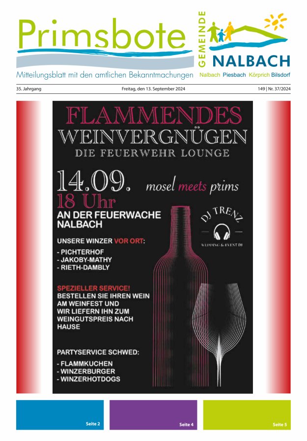 Primsbote Gemeinde Nalbach Titelblatt 37/2024