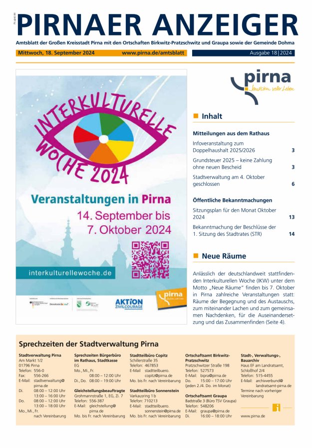 Pirnaer Anzeiger Titelblatt 19/2024