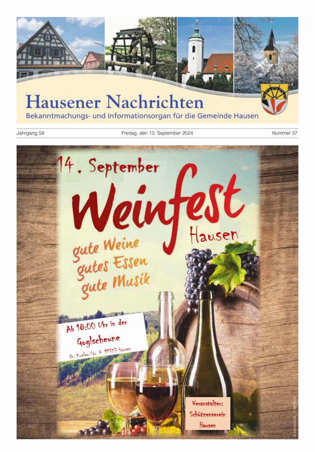 Hausener Nachrichten Titelblatt 37/2024