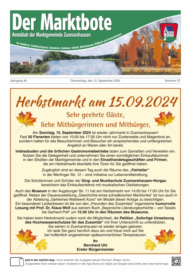 Zusmarshausen - Der Marktbote Titelblatt 37/2024