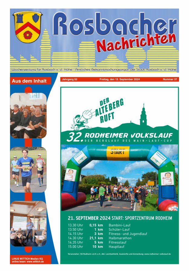 Rosbacher Nachrichten Titelblatt 37/2024