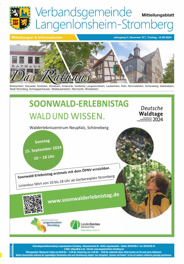 Das Rathaus - MTB d VG Langenlonsheim-Stromberg  Titelblatt 37/2024