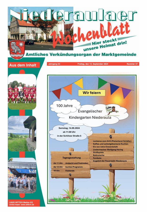 Niederaulaer Wochenblatt Titelblatt 37/2024