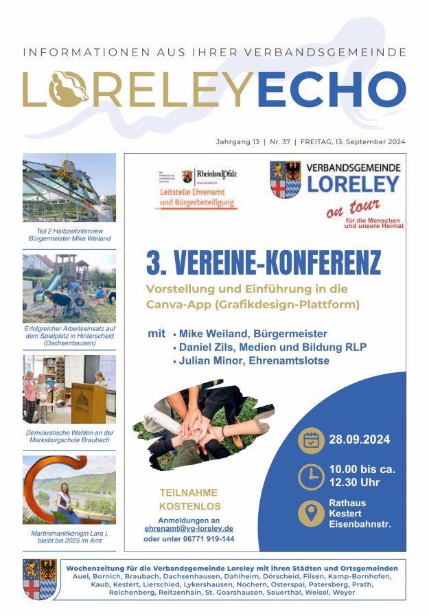 Loreley-Echo - Mitteilungsblatt der Verbandsgemeinde Loreley Titelblatt 37/2024