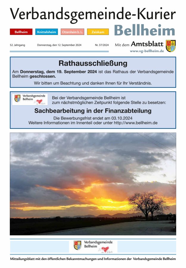 Verbandsgemeinde-Kurier Bellheim Titelblatt 37/2024