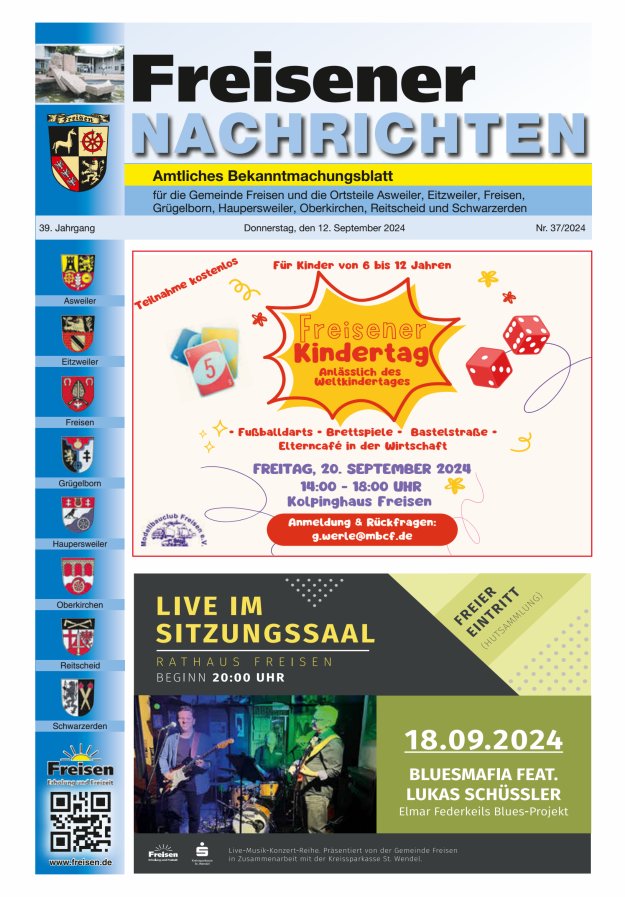 Freisener Nachrichten Titelblatt 37/2024