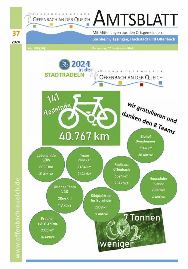 Amtsblatt VG Offenbach an der Queich Titelblatt 37/2024