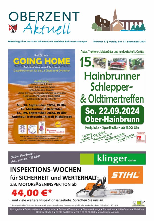 Oberzent aktuell Titelblatt 37/2024