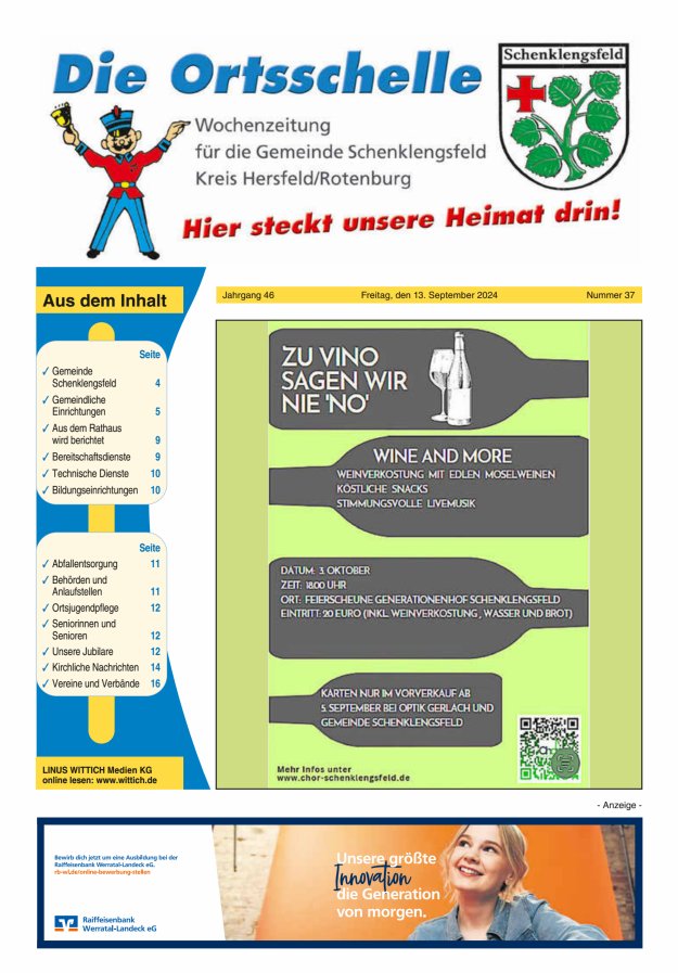 Die Ortsschelle Titelblatt 37/2024