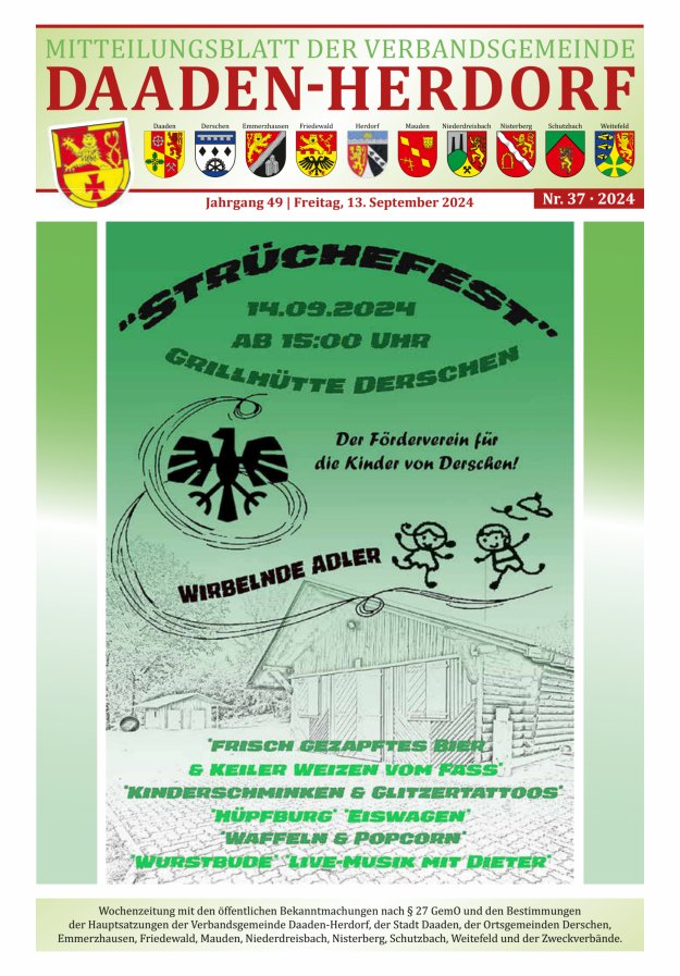 Mitteilungsblatt der Verbandsgemeinde Daaden-Herdorf Titelblatt 37/2024
