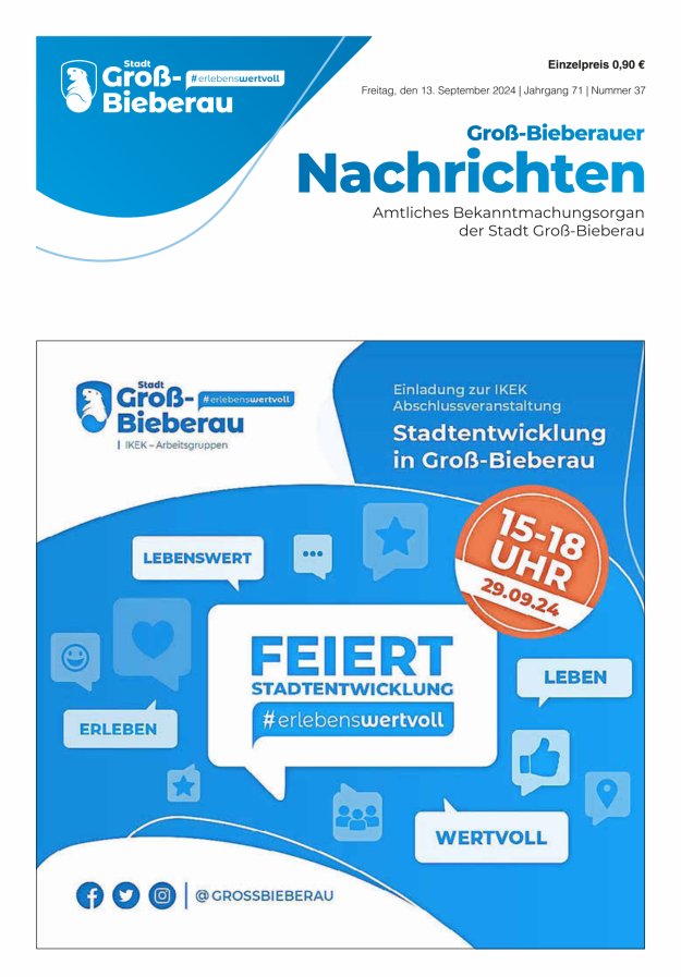 Groß-Bieberauer Nachrichten Titelblatt 37/2024