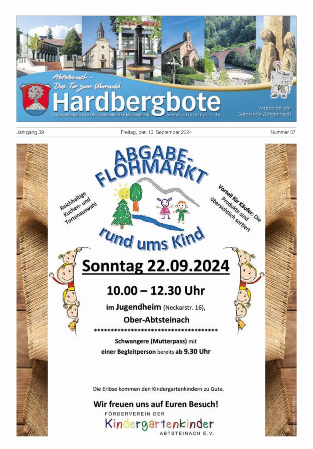 Hardbergbote - Mitteilungsblatt der Gemeinde Abtsteinach Titelblatt 37/2024