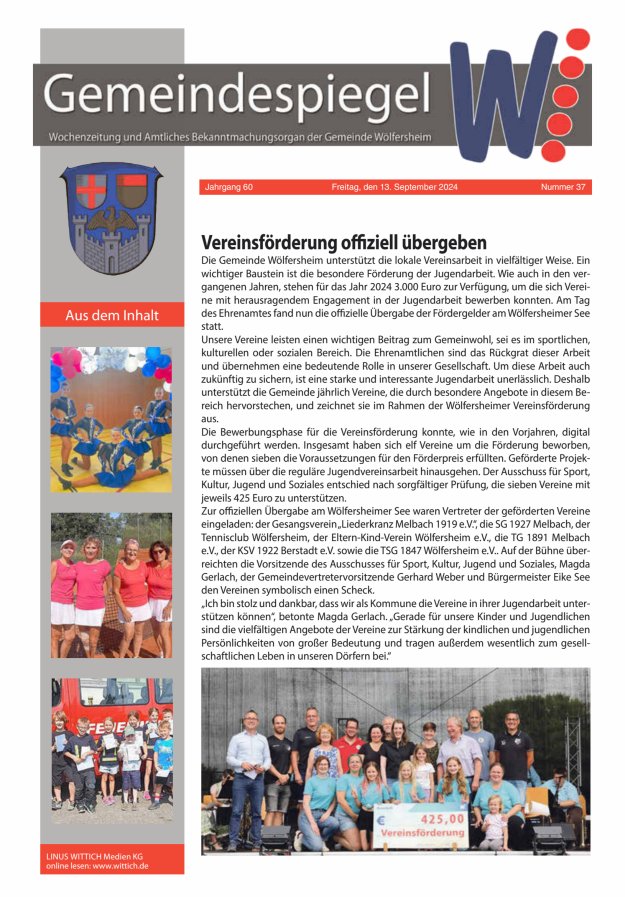 Der Gemeindespiegel Titelblatt 37/2024