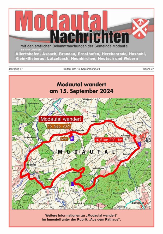 Modautal-Nachrichten Titelblatt 37/2024