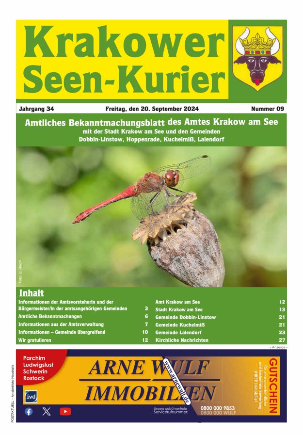 Krakower Seen-Kurier Titelblatt 09/2024