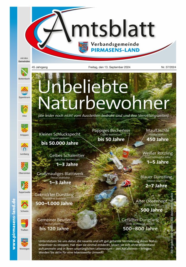 Amtsblatt VG Pirmasens-Land Titelblatt 37/2024