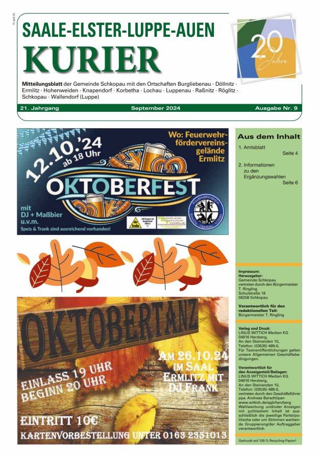 Saale-Elster-Luppe-Auen-Kurier Titelblatt 09/2024