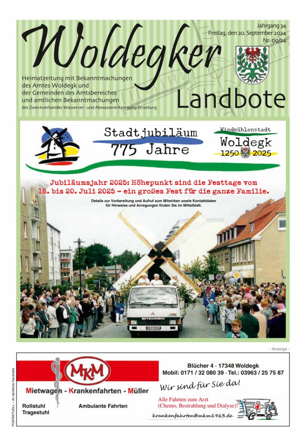 Woldegker Landbote Titelblatt 09/2024