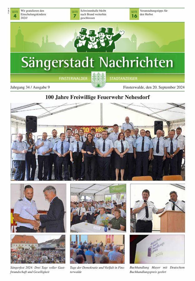 Sängerstadt Nachrichten  Titelblatt 09/2024
