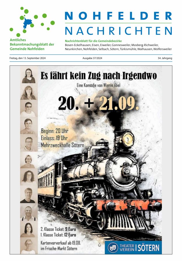 Nohfelder Nachrichten Titelblatt 37/2024