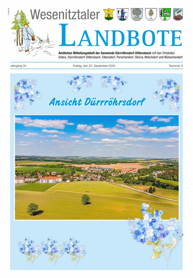 Wesenitztaler Landbote – Amtliches Mitteilungsblatt der Gemeinde Dürrröhrsdorf-Dittersbach Titelblatt 09/2024
