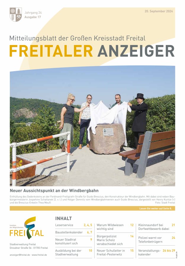 Freitaler Anzeiger - Amtsblatt der Großen Kreisstadt Freital Titelblatt 17/2024