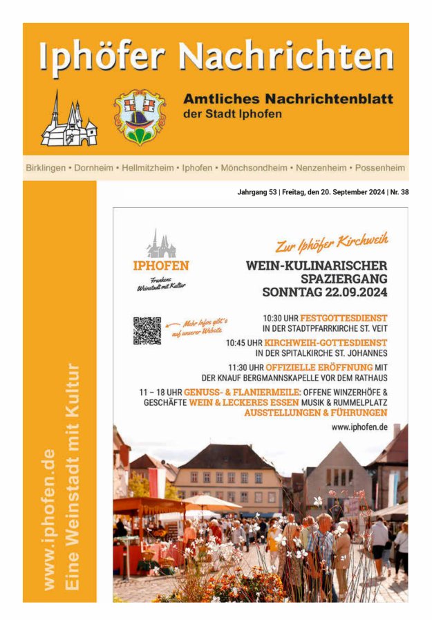 Iphöfer Nachrichten Titelblatt 38/2024