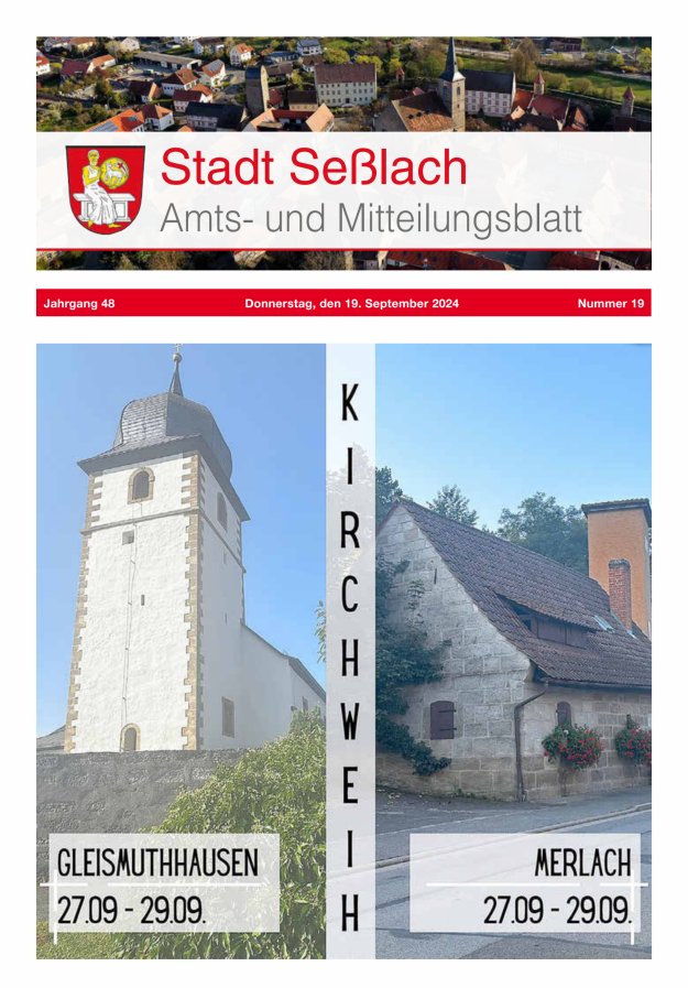 Amts- und Mitteilungsblatt Stadt Seßlach Titelblatt 19/2024