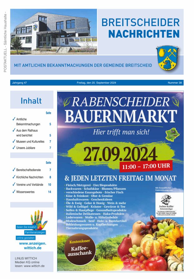 Breitscheider Nachrichten Titelblatt 38/2024