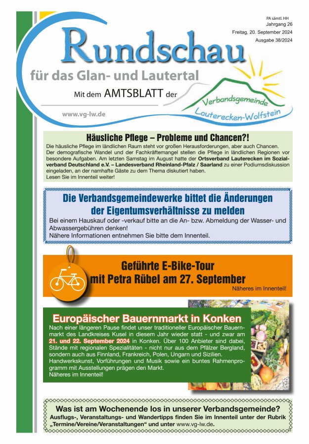 Rundschau für das Glan- und Lautertal Titelblatt 38/2024