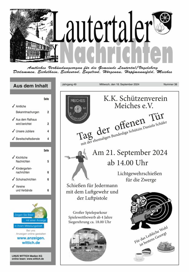 Lautertaler Nachrichten Titelblatt 38/2024
