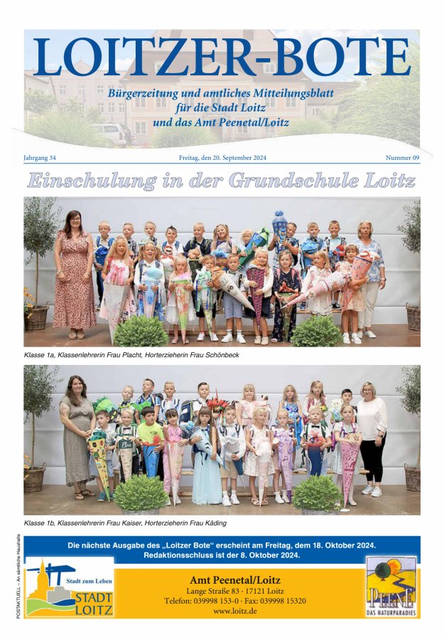 Loitzer Bote Titelblatt 09/2024