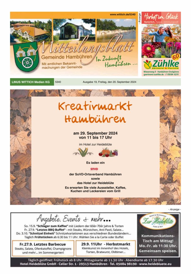 Mitteilungsblatt der Gemeinde Hambühren Titelblatt 19/2024