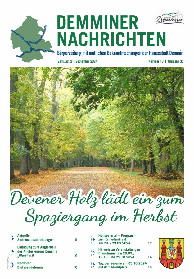 Demminer Nachrichten Titelblatt 13/2024