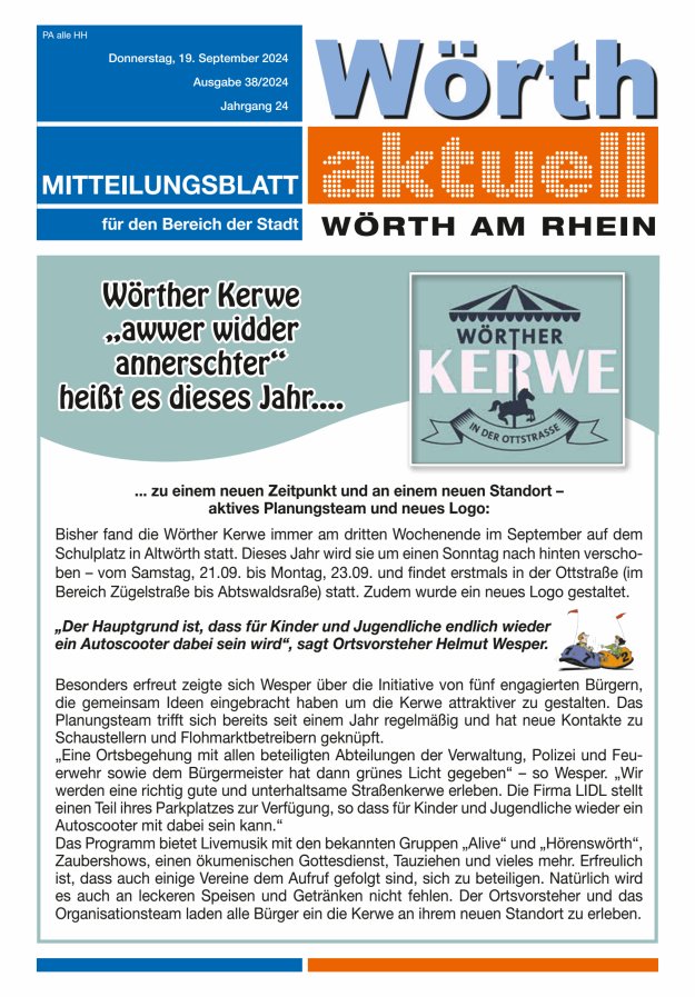 Wörth aktuell Titelblatt 38/2024