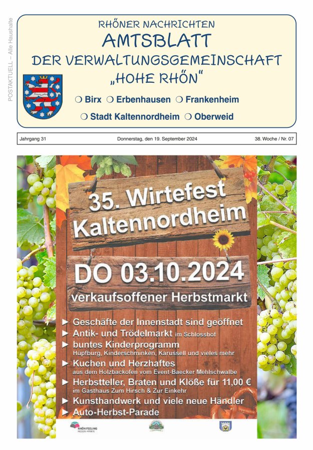Rhöner Nachrichten Titelblatt 07/2024