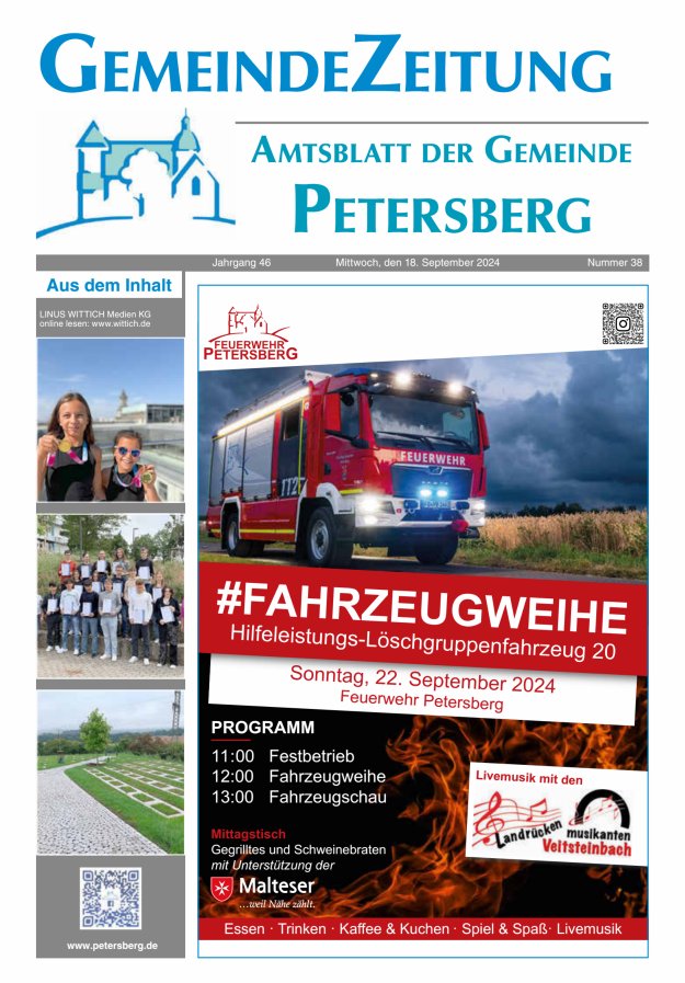 Amtsblatt Blickpunkt Petersberg Titelblatt 38/2024