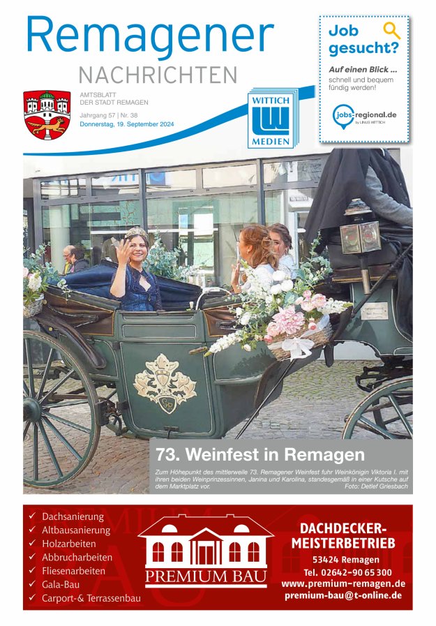 Remagener Nachrichten Titelblatt 38/2024