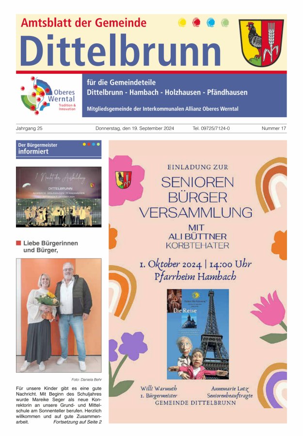 Amtsblatt der Gemeinde Dittelbrunn Titelblatt 17/2024