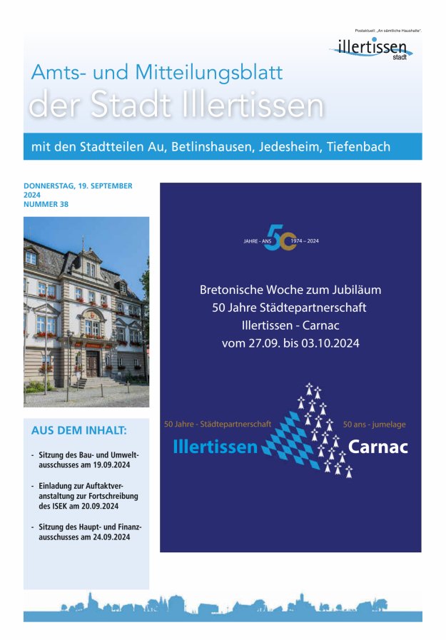 Amts- und Mitteilungsblatt Stadt Illertissen Titelblatt 38/2024