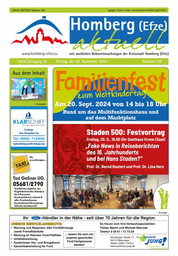 Homberg Efze aktuell Titelblatt 38/2024