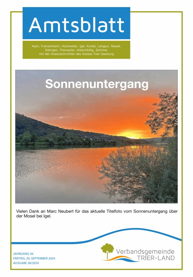 Amtsblatt VG Trier-Land Titelblatt 38/2024