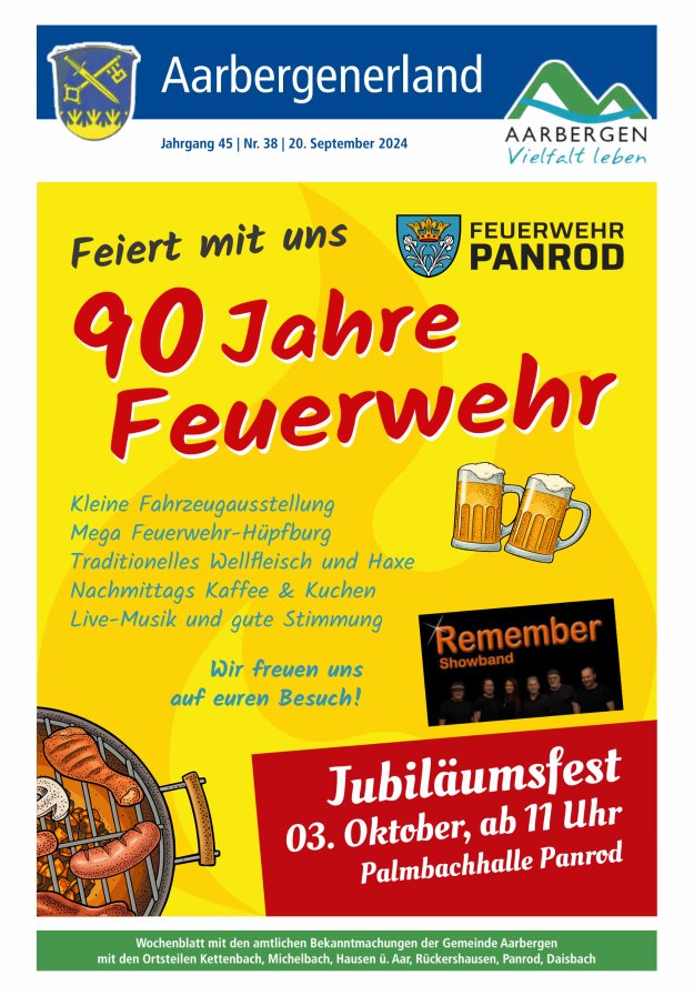 Aarbergenerland - Wochenblatt mit den amtlichen Bekanntmachungen Titelblatt 38/2024