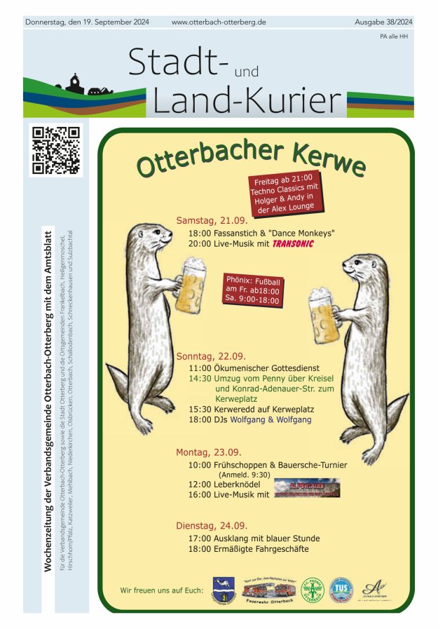 Stadt- und Land-Kurier Otterbach-Otterberg Titelblatt 38/2024